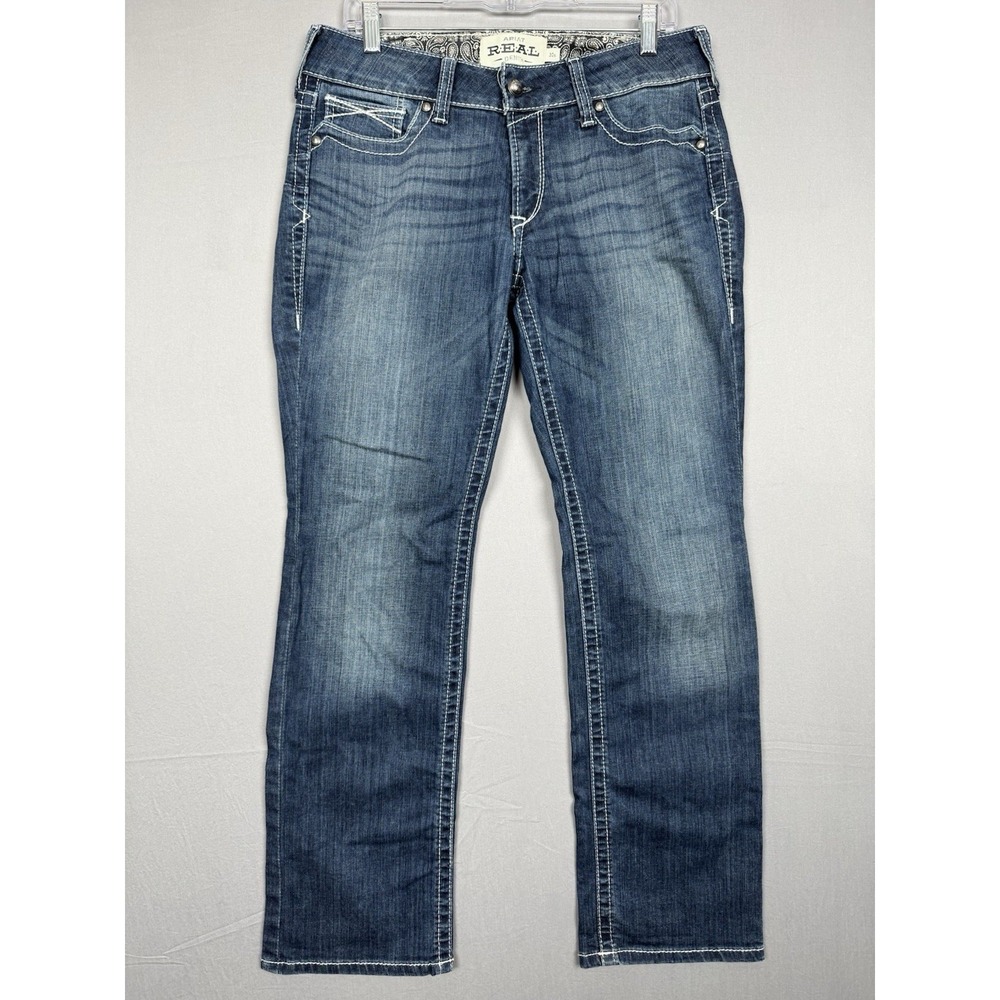 Ariat Real Denim Jeans Womens 30S Blue Bootcut Embroidered Work Western Ranch